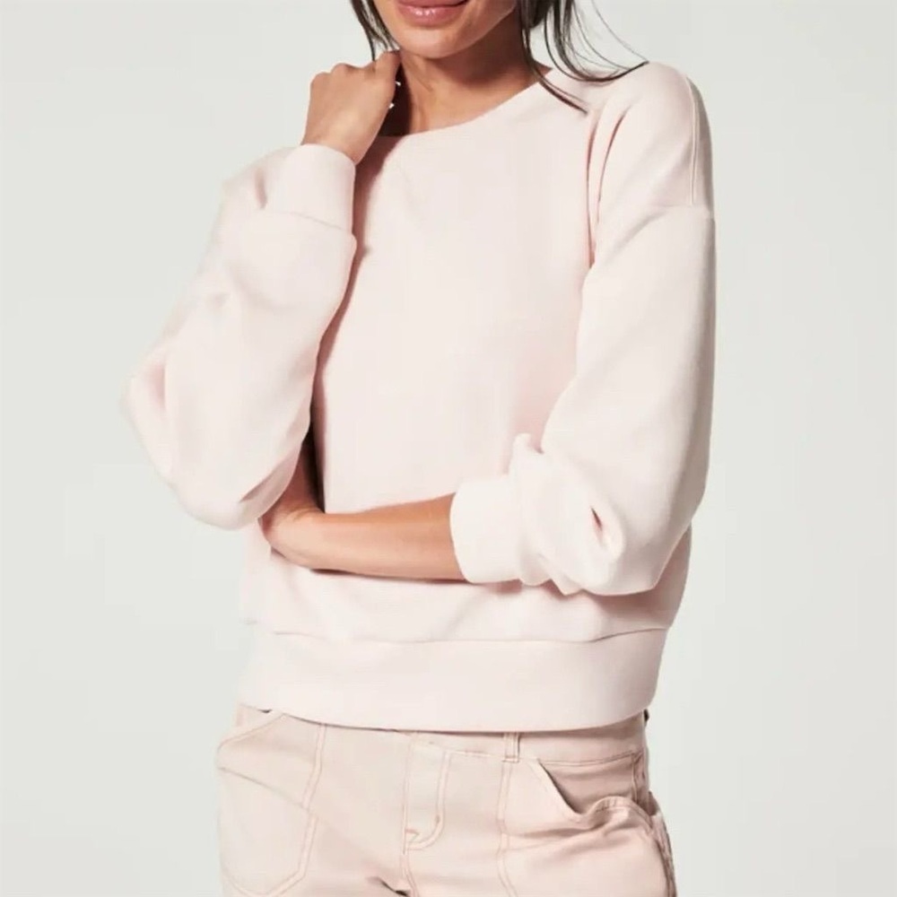 SPANX Women's Spanx Airessentials Crew Sweatshirt Pale Pink Size L Casual Spring